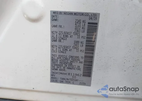 2019 Nissan Rogue S из США, поврежденный, VIN 5N1AT2MVXKC811962